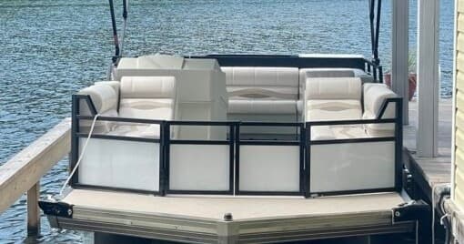 Rent a 22' Sun Chaser Tritoon on Lake Gaston for Wakeboarding and Tubing