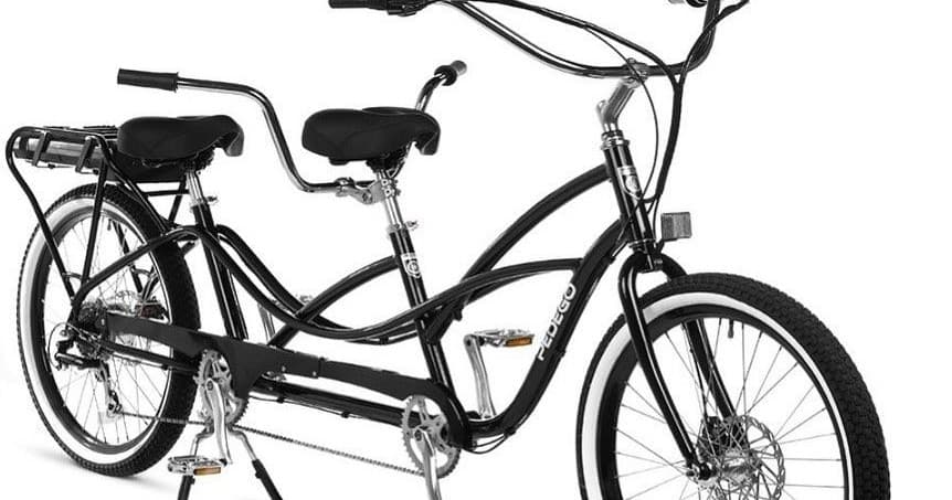 Tandem electric cruiser bike studio image for shared rides