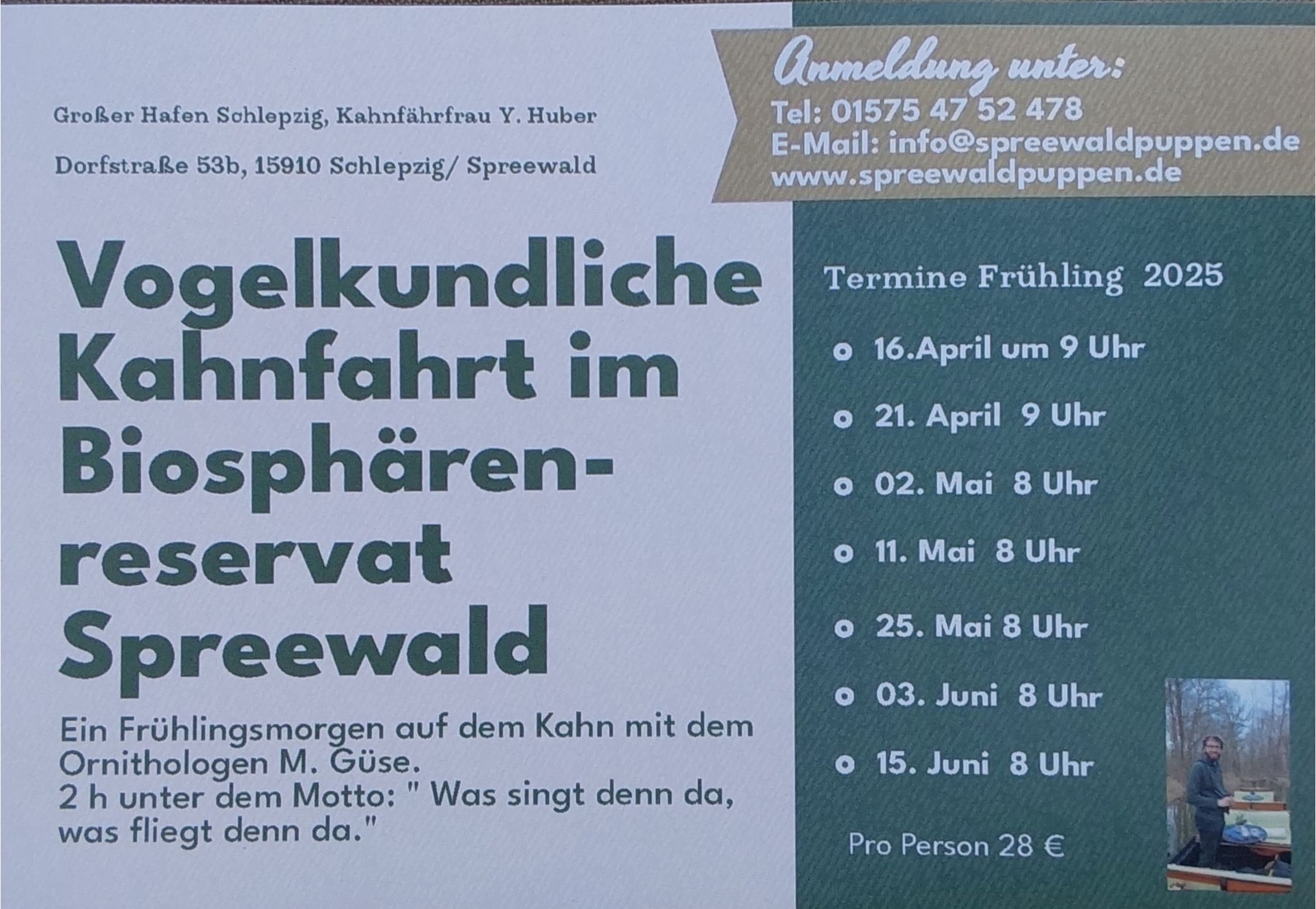 Birdwatching punt trip in Spreewald biosphere reserve