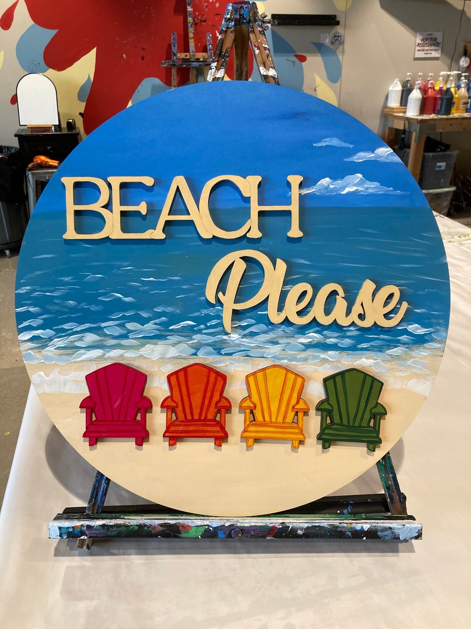 Beach Please: 2-Hour Paint-and-Sip — 17x17 Wall/Door Hang in Omaha