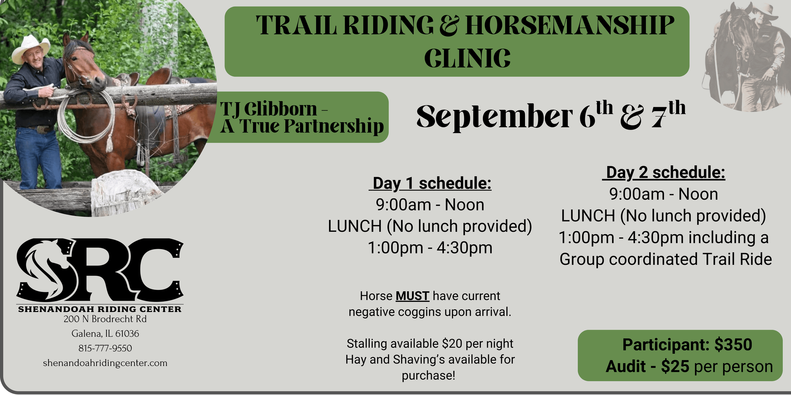 Trail Riding & Horsemanship Clinic in Galena, Illinois
