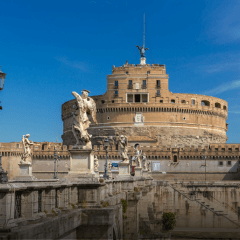 Scenic riverside view of Castel Sant'Angelo and bridge