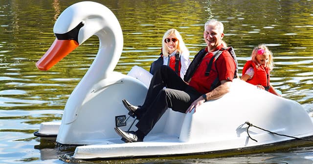 Swan Boat Rides at Riva Row Boat House in The Woodlands