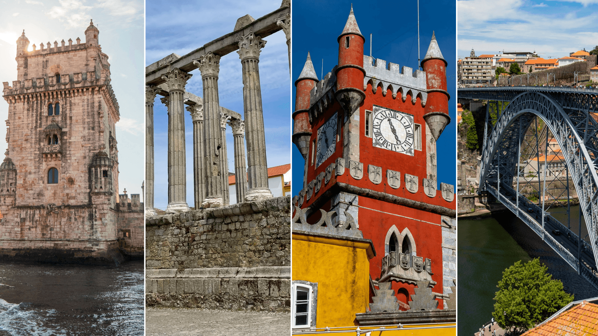 Collage of historic monuments and bridges highlighting cultural city tours
