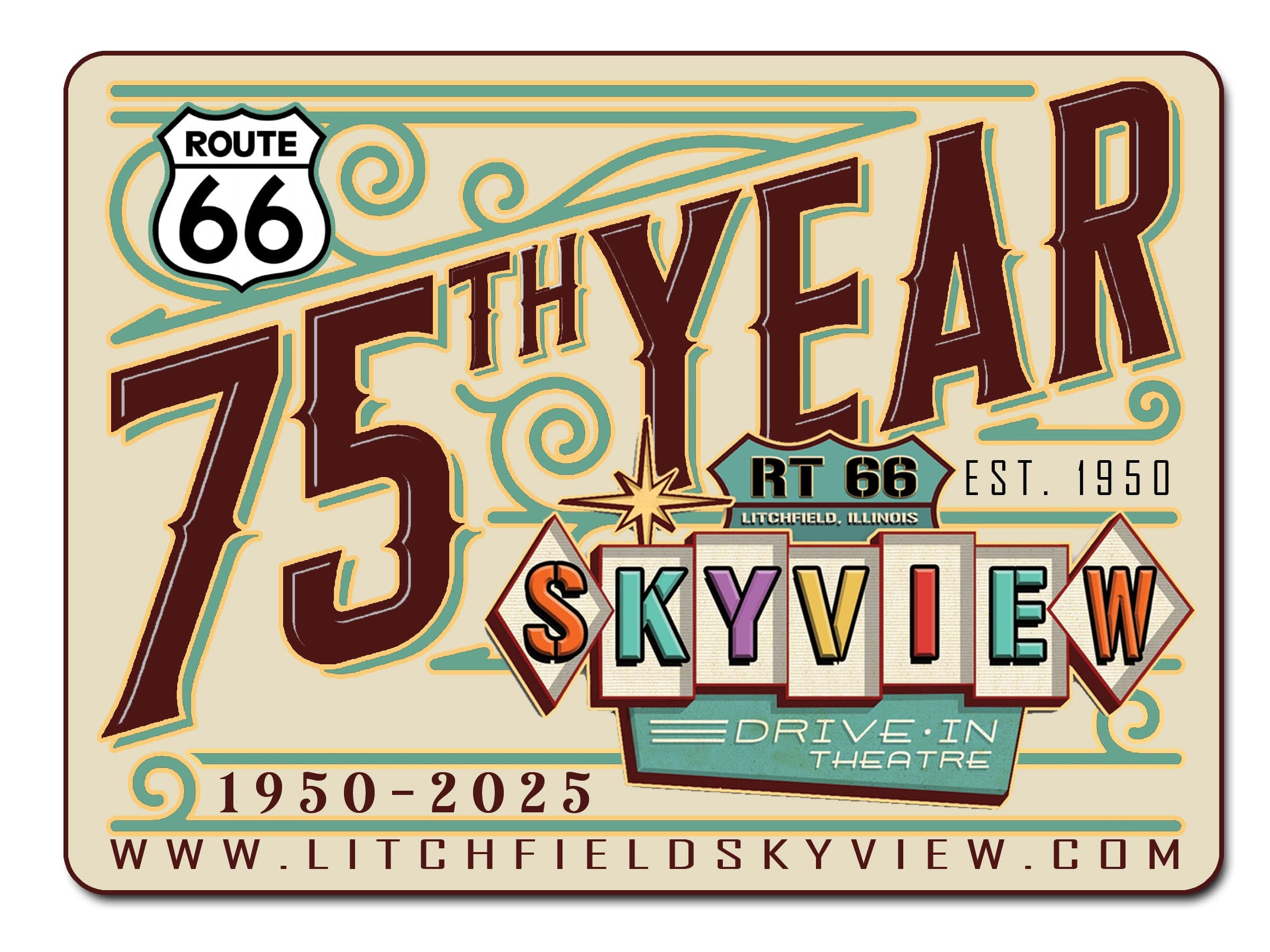 Nighttime Drive-In Cinema at Route 66 Skyview Drive In