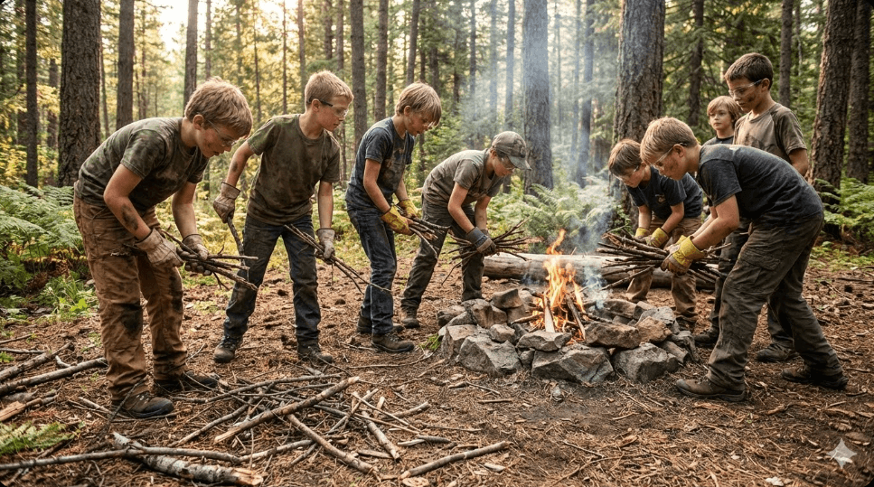 Hands-On Boys' Summer Camp Near Sandpoint: Fort Building, Tool Skills & Tactical Games photo 3