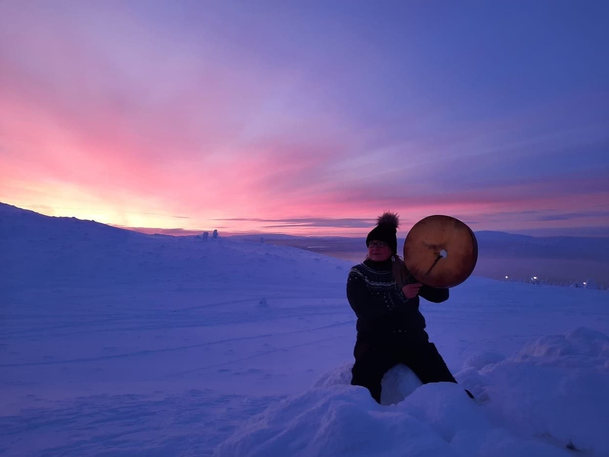 Arctic Night Snowshoe: Aurora Storytelling & Drumming near Sirkka, Finland photo 1
