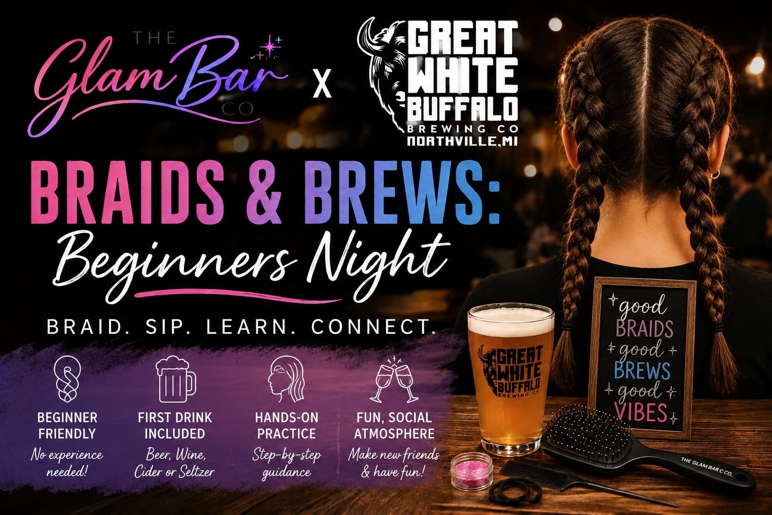 Learn Braids & Brews in Downtown Northville — Beginner Night at GWB