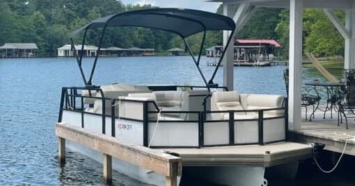 Lake Gaston 22' Tritoon Rental — 140 HP Wakeboarding and Tubing Boat