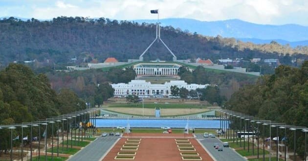 Scenic Parliament House view along Anzac Parade in Canberra sightseeing