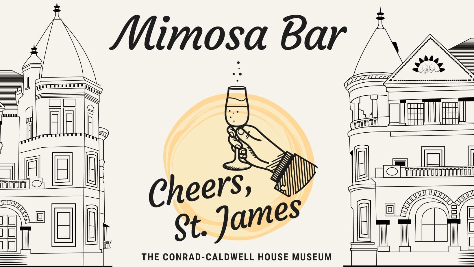 Mimosa bar at Conrad-Caldwell museum brunch event, elegant social gathering