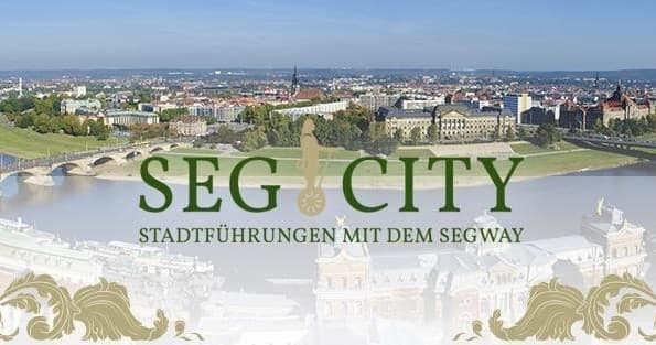 Segway city tour banner panoramic skyline over river