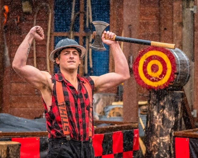 Lumberjack Show and Axe Throwing Challenge in Ketchikan, AK