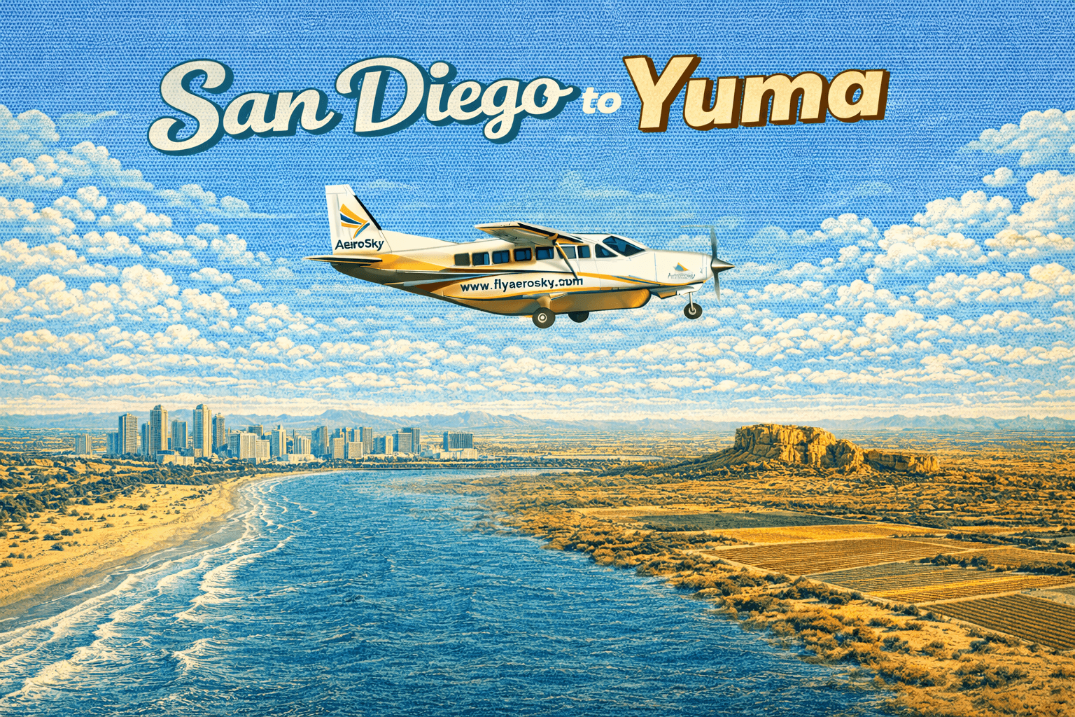 San Diego to Yuma: 1-Hour Private Flight Over Imperial Sand Dunes