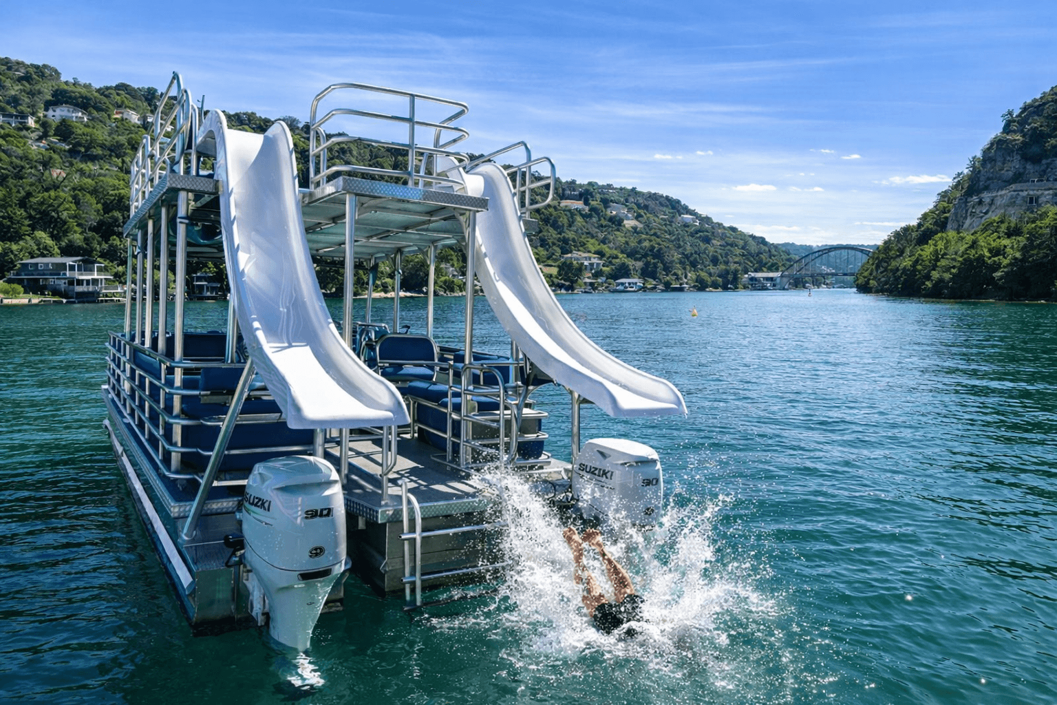 lake-austin-party-boat-double-decker-barge-2-slides-24-people