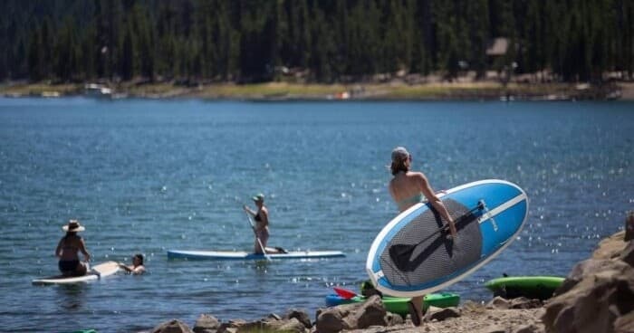Stand-Up Paddleboarding at Elk Lake Resort