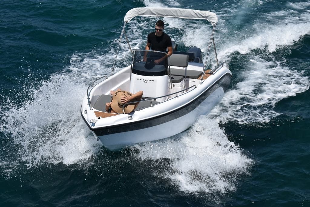 Self-Drive Boat Rental in Milos: Poseidon Bluewater 170 from Agia Kiriaki photo 1