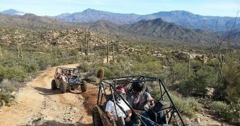 Dune buggy off-road trail ride through Sonoran Desert mountains