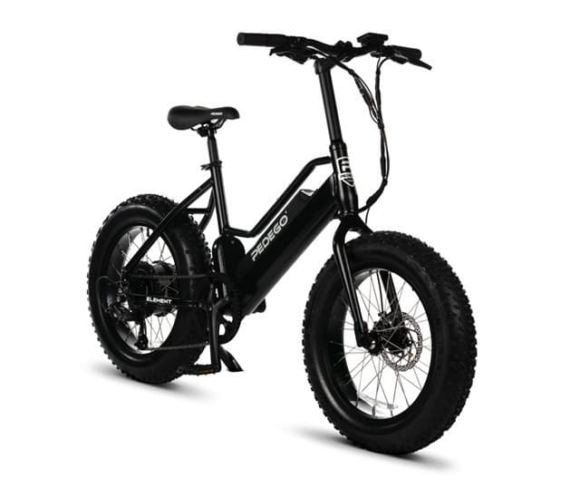 Black fat-tire electric bike on white studio background, off-road ready