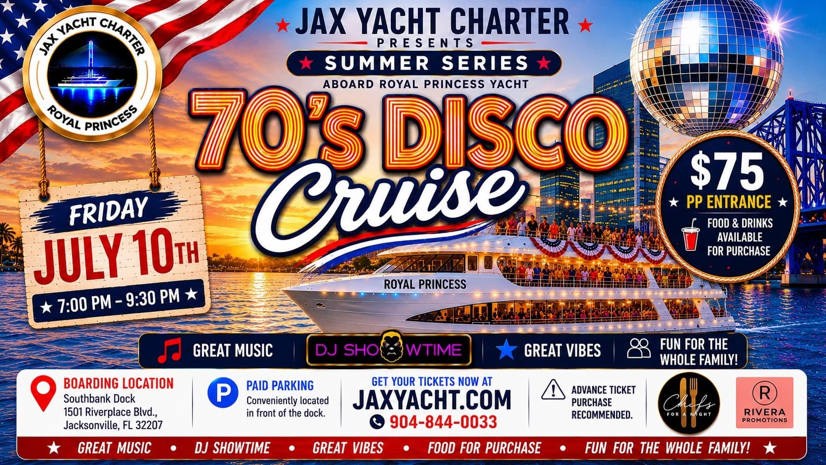 70's Disco Cruise on the St. Johns River: Sunset Yacht Party in Jacksonville photo 1