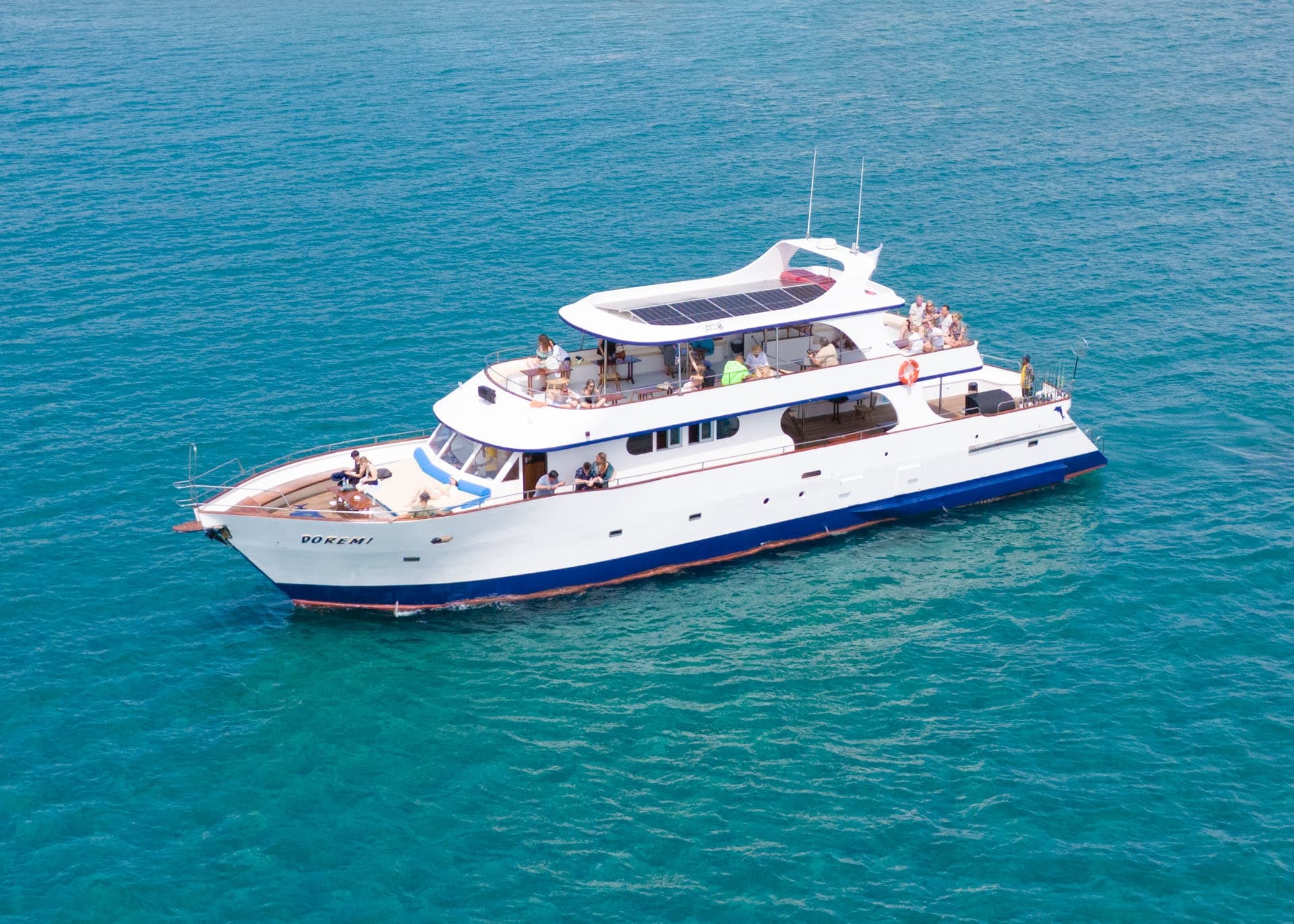 Luxury yacht cruising calm Mediterranean waters off Larnaca coast