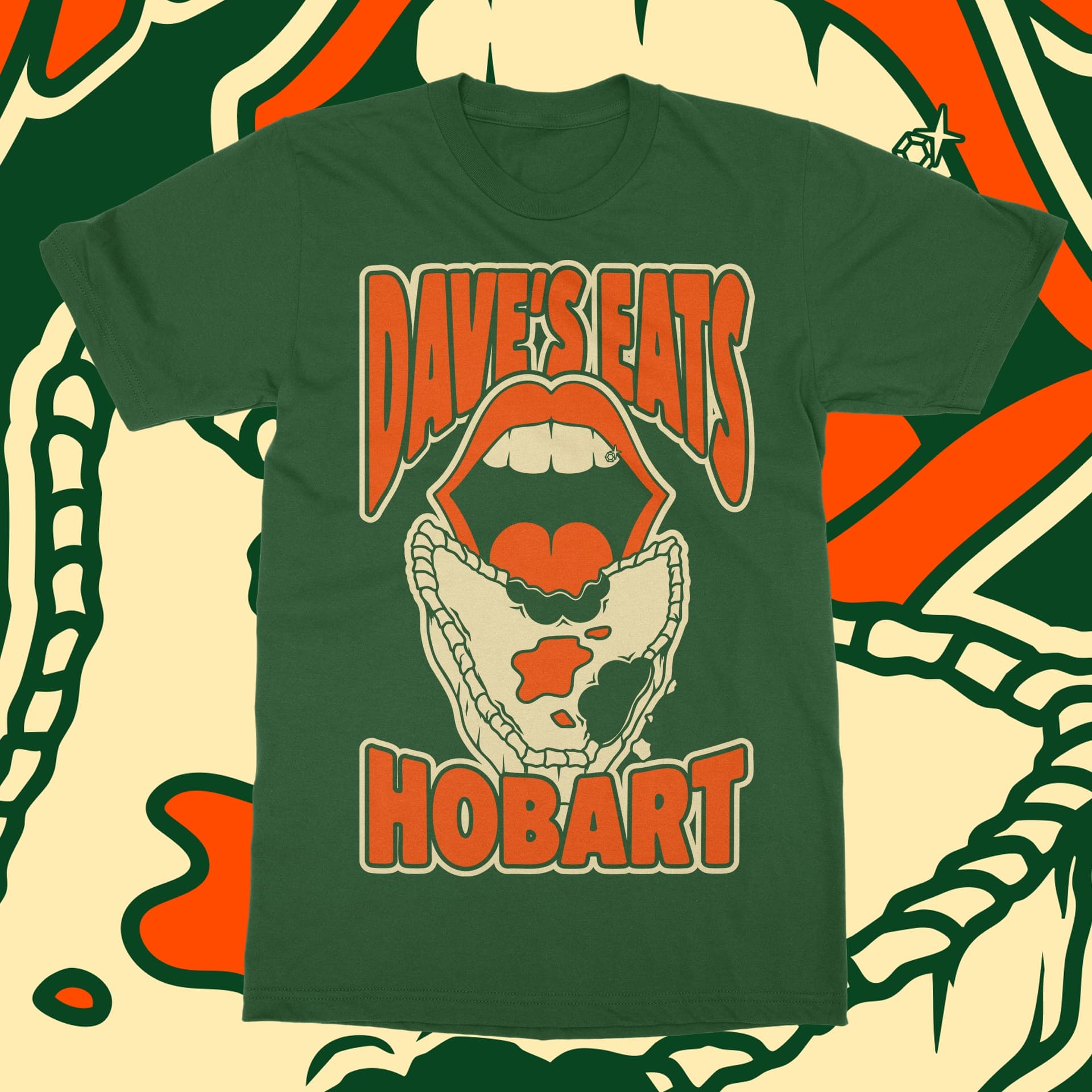 Dave's Eats Hobart Tee: Foodie Gear from Dave's Travel Group