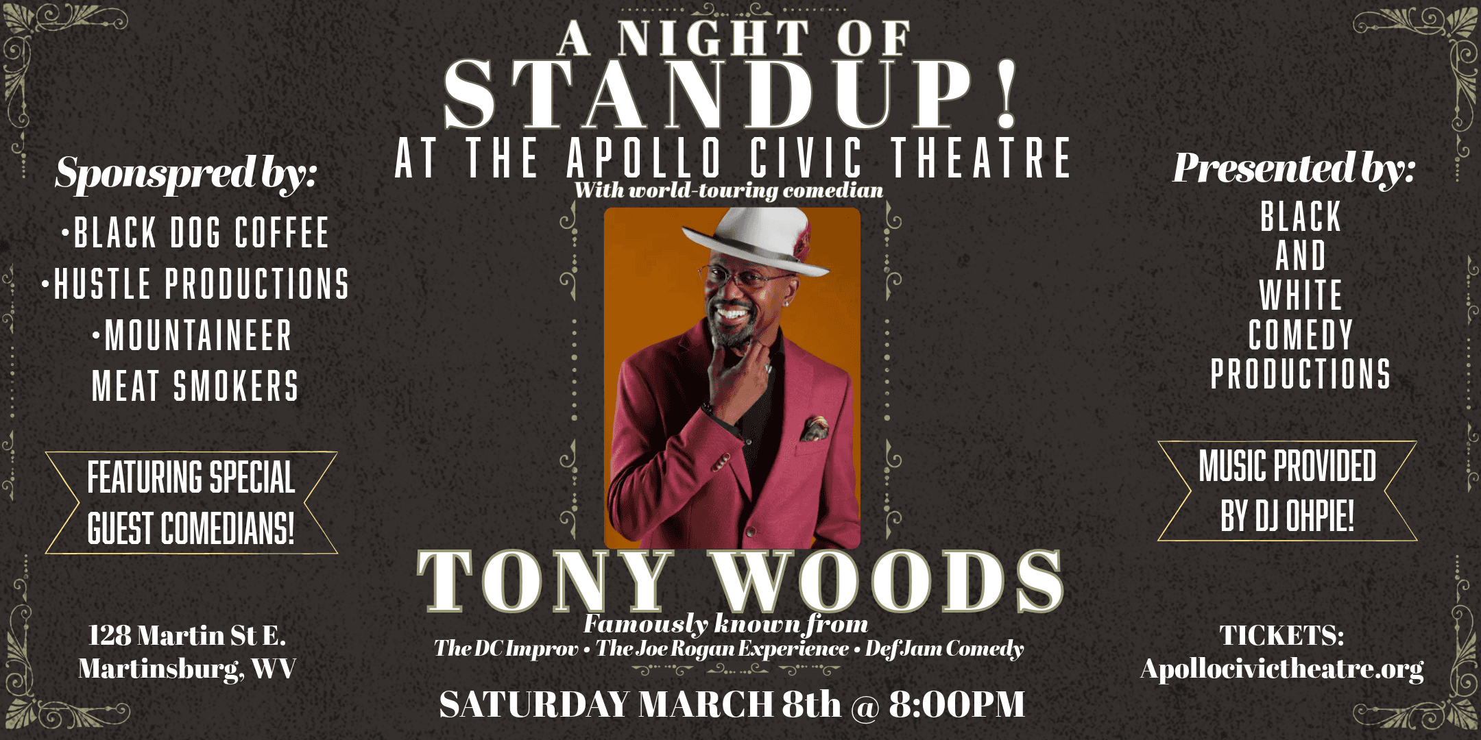 Experience Live Standup Comedy at The Historic Apollo Theatre in Martinsburg WV