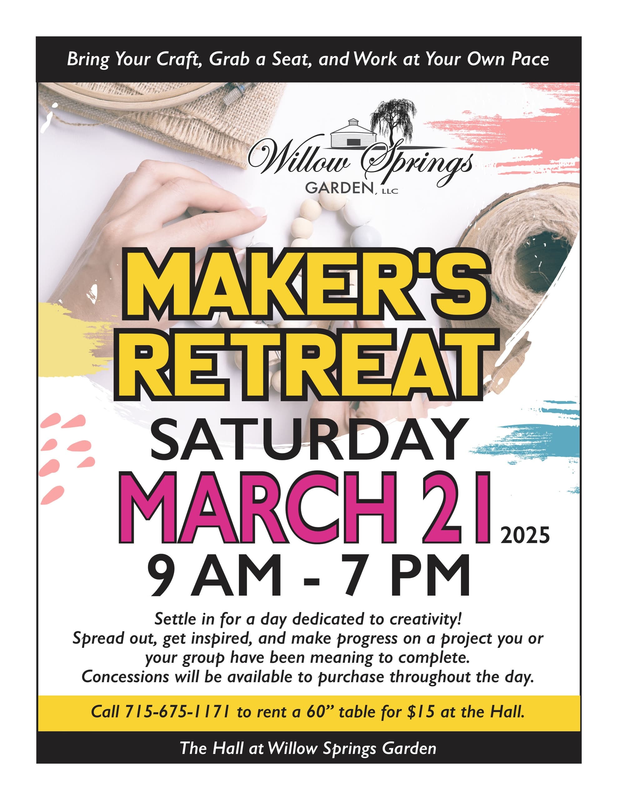 Maker's Retreat at Willow Springs Gardens: All-Day Creative Workshop Near Wausau, WI photo 1