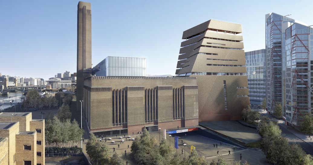 Tate Modern and Thames skyline with modern riverside buildings