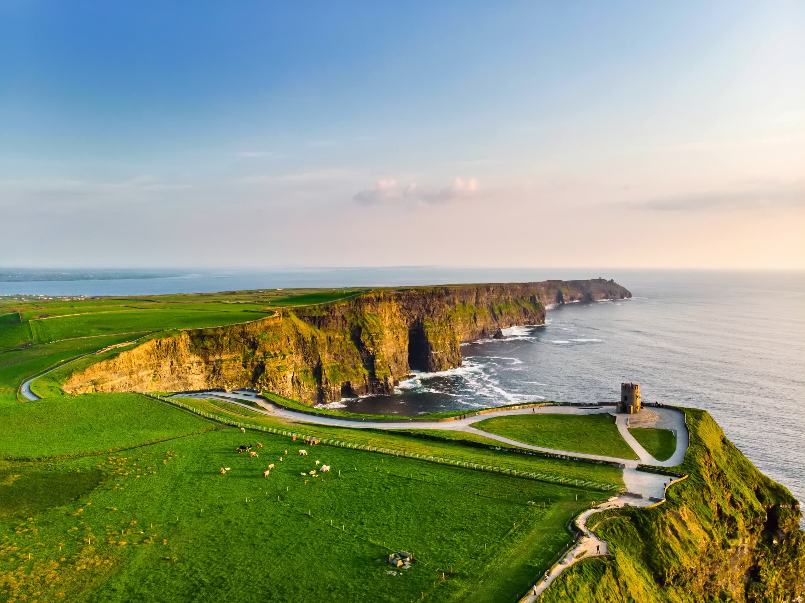 Dramatic coastal cliffside hiking path with panoramic ocean views