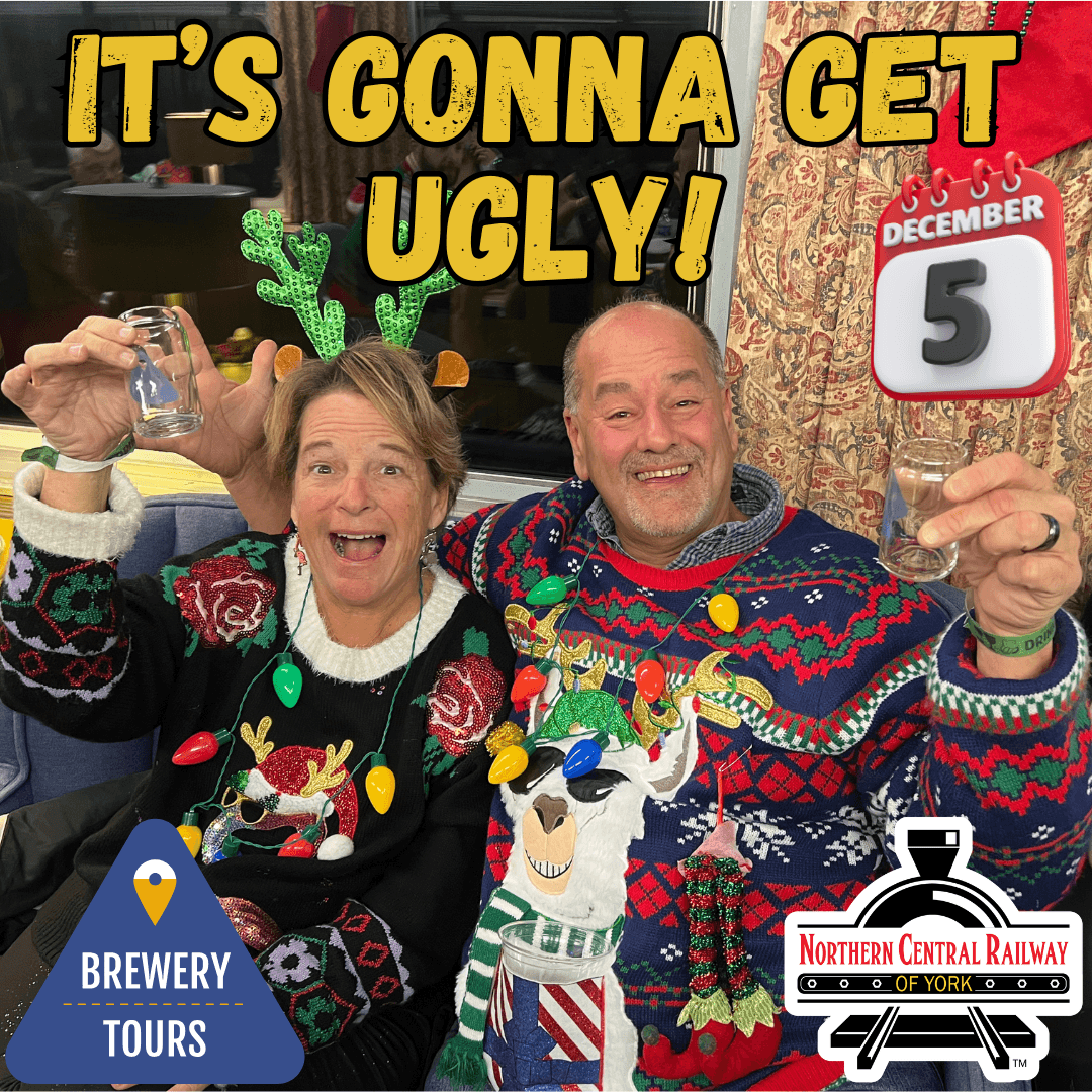 Ales on the Rails Ugly Christmas Sweater Party in New Freedom