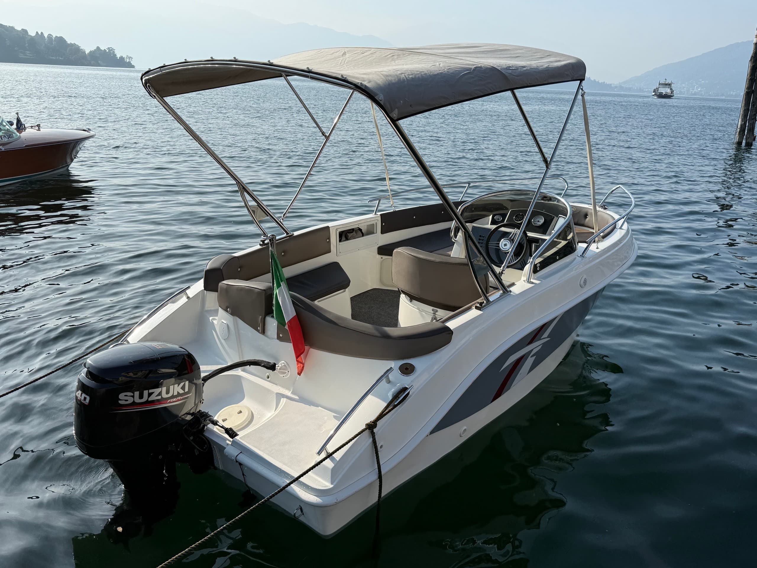 Morning Cruise on Marinello Eden 18: Lake Maggiore Half-Day Boat Rental from Laveno-Mombello