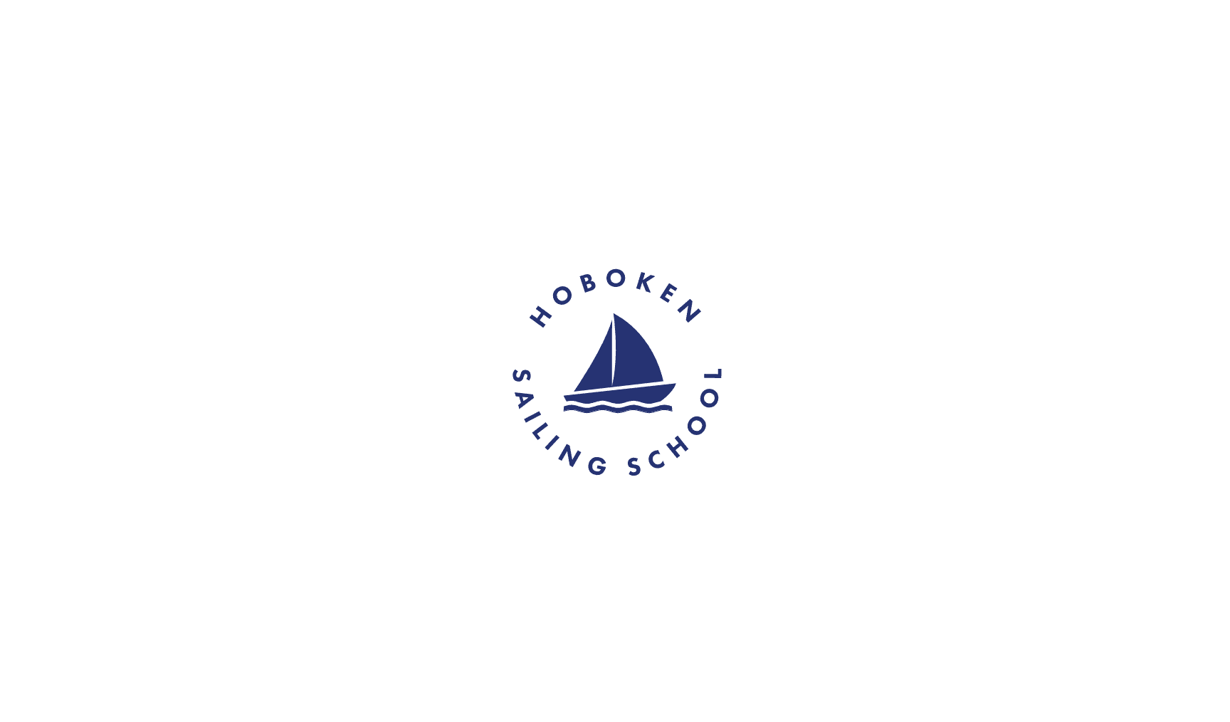 Hoboken Sailing School tiny sail emblem, nautical club branding