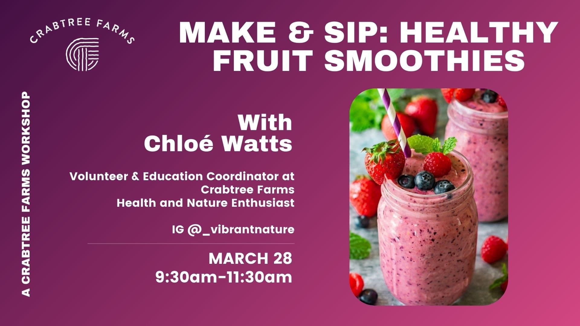 Make & Sip Smoothie Workshop at Crabtree Farms in Chattanooga