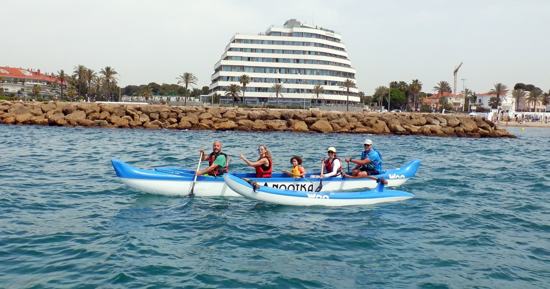 Hawaiian Outrigger in Sitges: Aloha Sitges OC5 Adventure at Punta de Las Anquinas