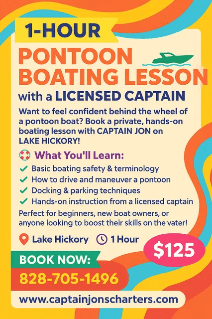 Get Hands-On: 2-Hour Pontoon Boating Lesson in Hickory, NC