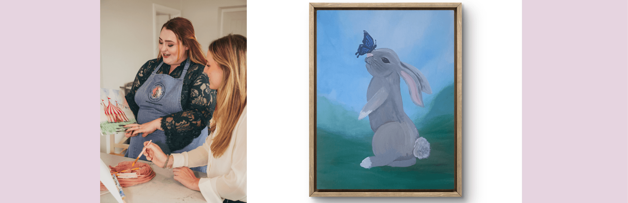 Paint and Sip Night at Churchdown Club — Beginner 'Butterfly Bunny' Workshop in Gloucester
