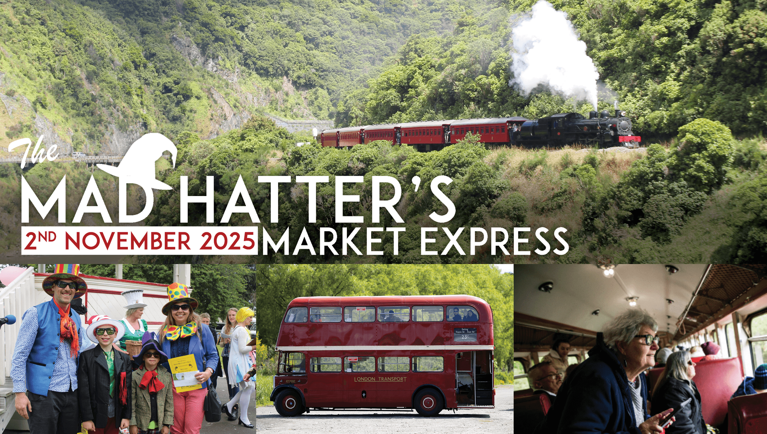 Step Aboard The Mad Hatters Market Express: Historic Steam Train Adventure to Woodville