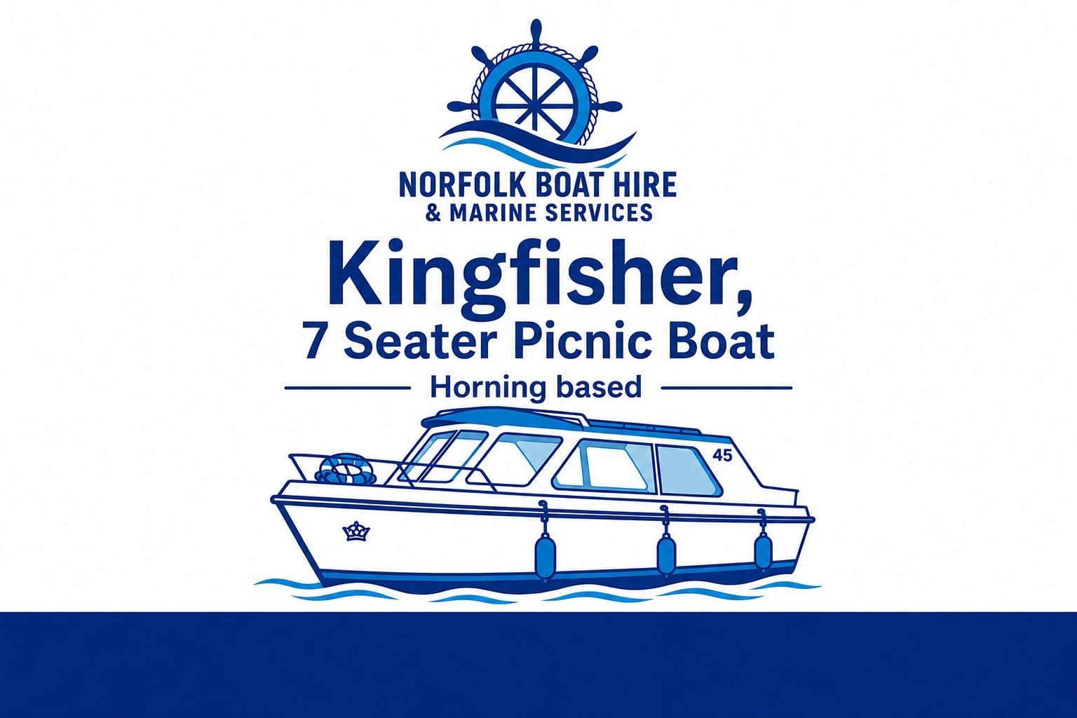 Self-Drive Kingsfisher Picnic Boat on Norfolk Broads: Horning River Hire
