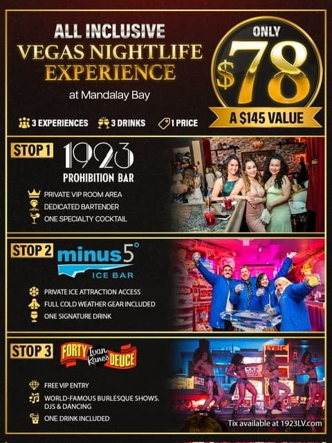 Three-Stop Vegas Nightlife Crawl: 1923 Speakeasy, Minus5 Icebar & Forty Deuce VIP Bundle photo 1