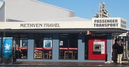 Methven Travel passenger transport shopfront on small town street