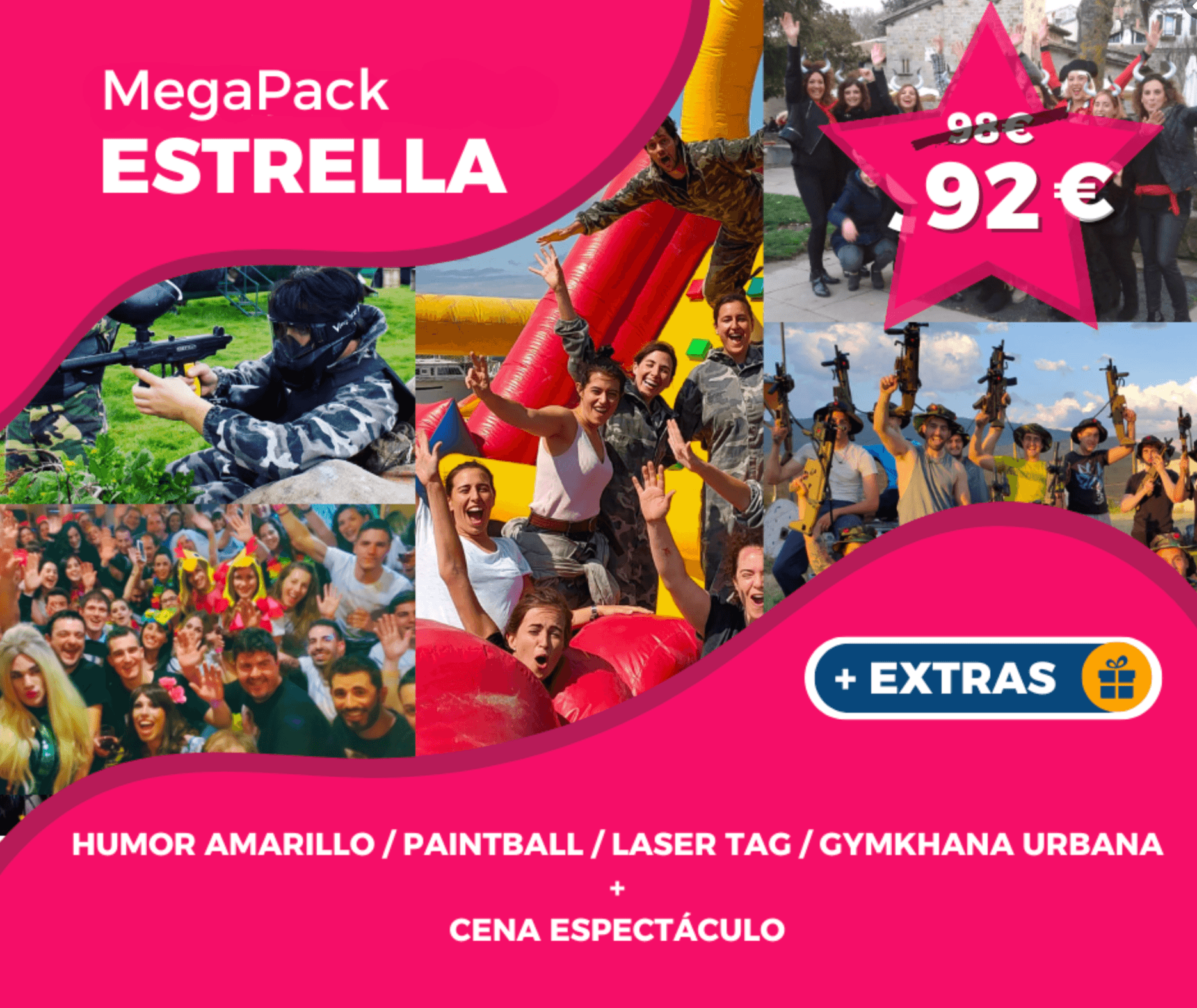 MegaPack Estrella: Paintball, Laser & Dinner Show Near Pamplona
