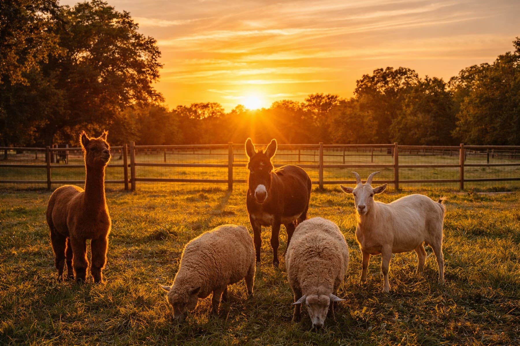 Golden-Hour Sunset Walk at Scatter Joy Acres, Murray, Nebraska