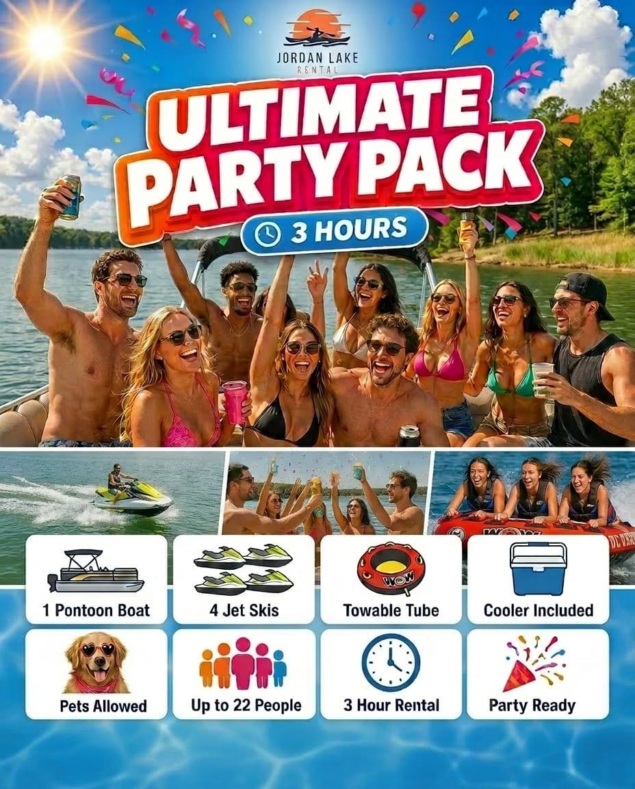 Jordan Lake Ultimate Party Pack: Pontoon and Jet Ski Rentals for Groups