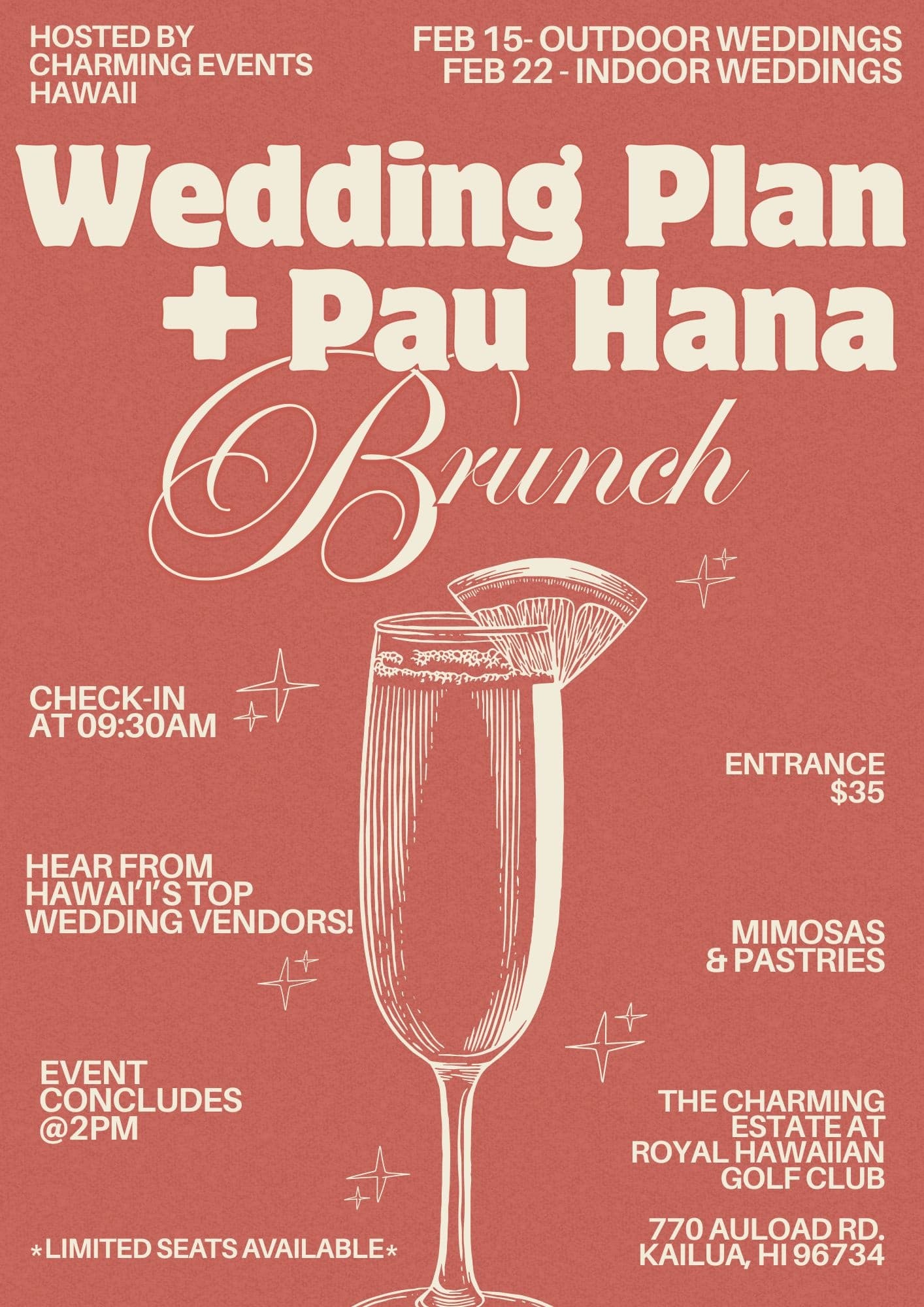 Windward Oahu Wedding Plan & Pau Hana Brunch at The Charming Estate