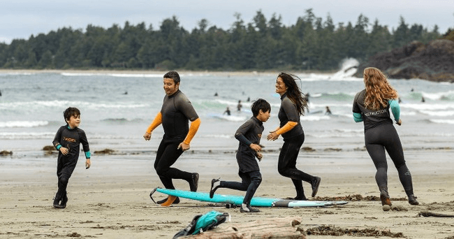 Family Surf Lessons with Pacific Surf Co. Surfgrove in Tofino