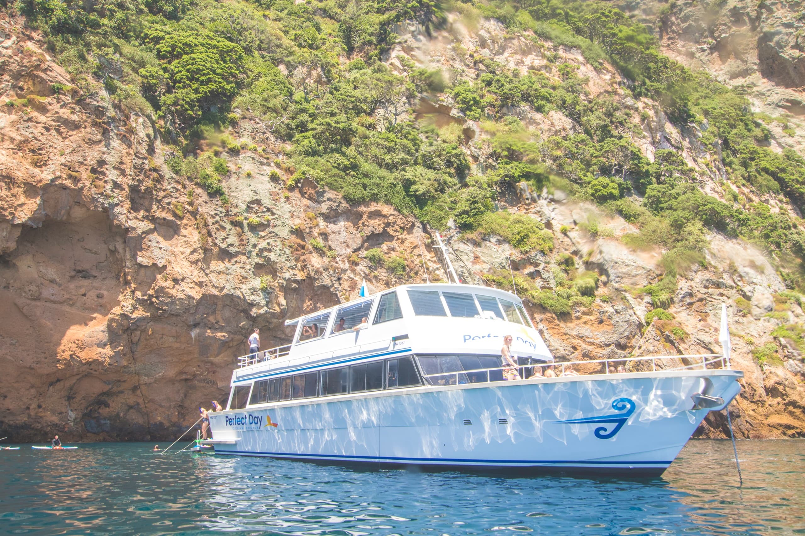 Scenic panoramic islands and turquoise bays off Tutukaka, NZ