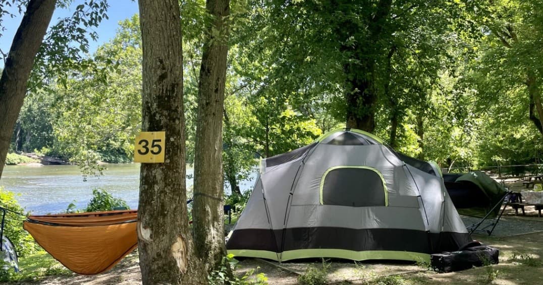 Riverfront Single Tent at Harpers Ferry Adventure Center: Riverside Camping on the Potomac