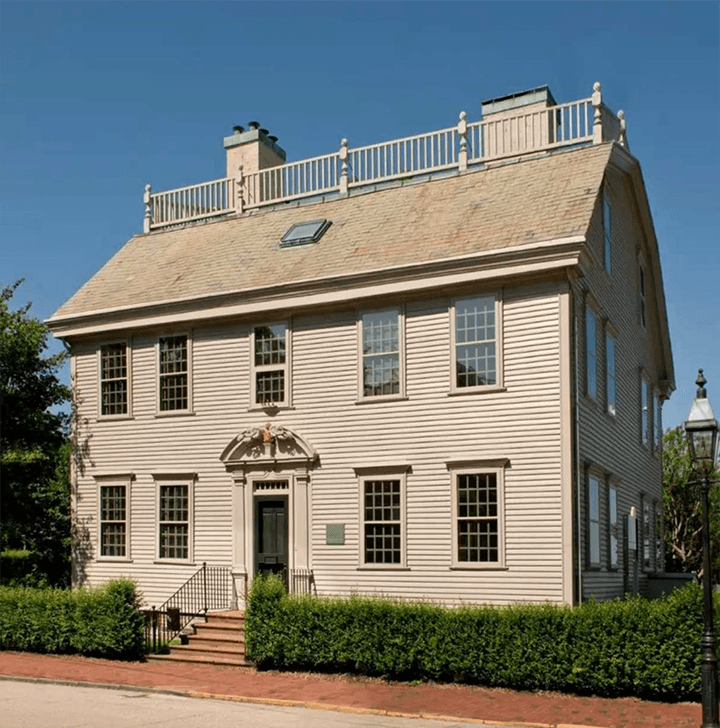 Colonial-era historic house on brick street for walking tours
