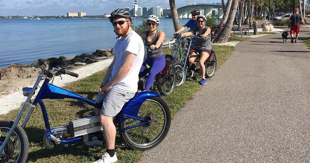 Guided coastal e-bike tour along waterfront path in Sarasota